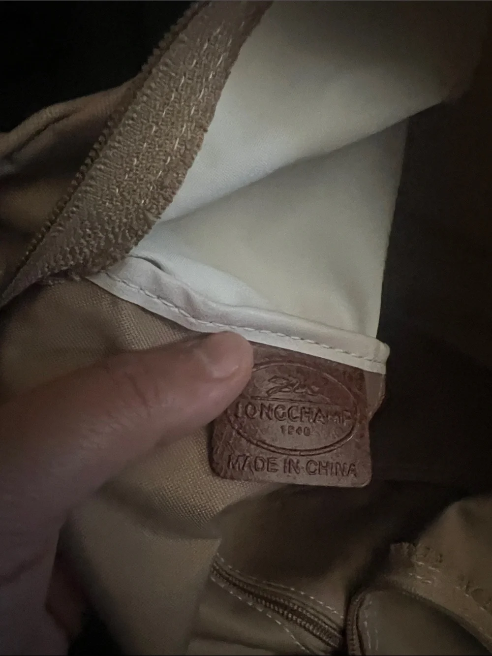 Longchamp Beige Tote Bag with Brown Trim - Picture 11 of 12